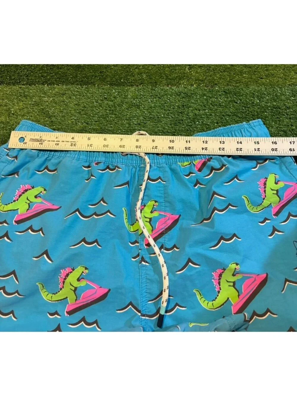 Party Pants swim trunks mens large blue green dino ripper 5